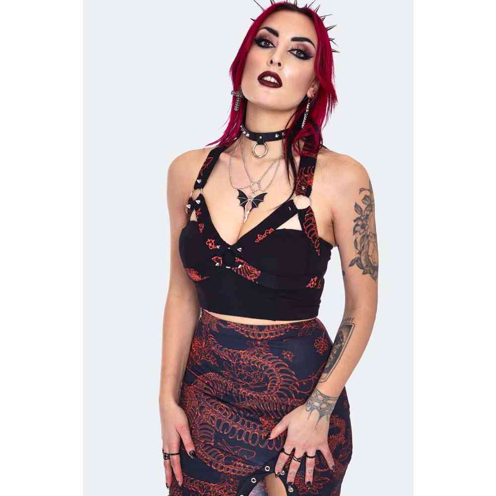 Jawbreaker - Snake Skeleton Crop top - Schwarz